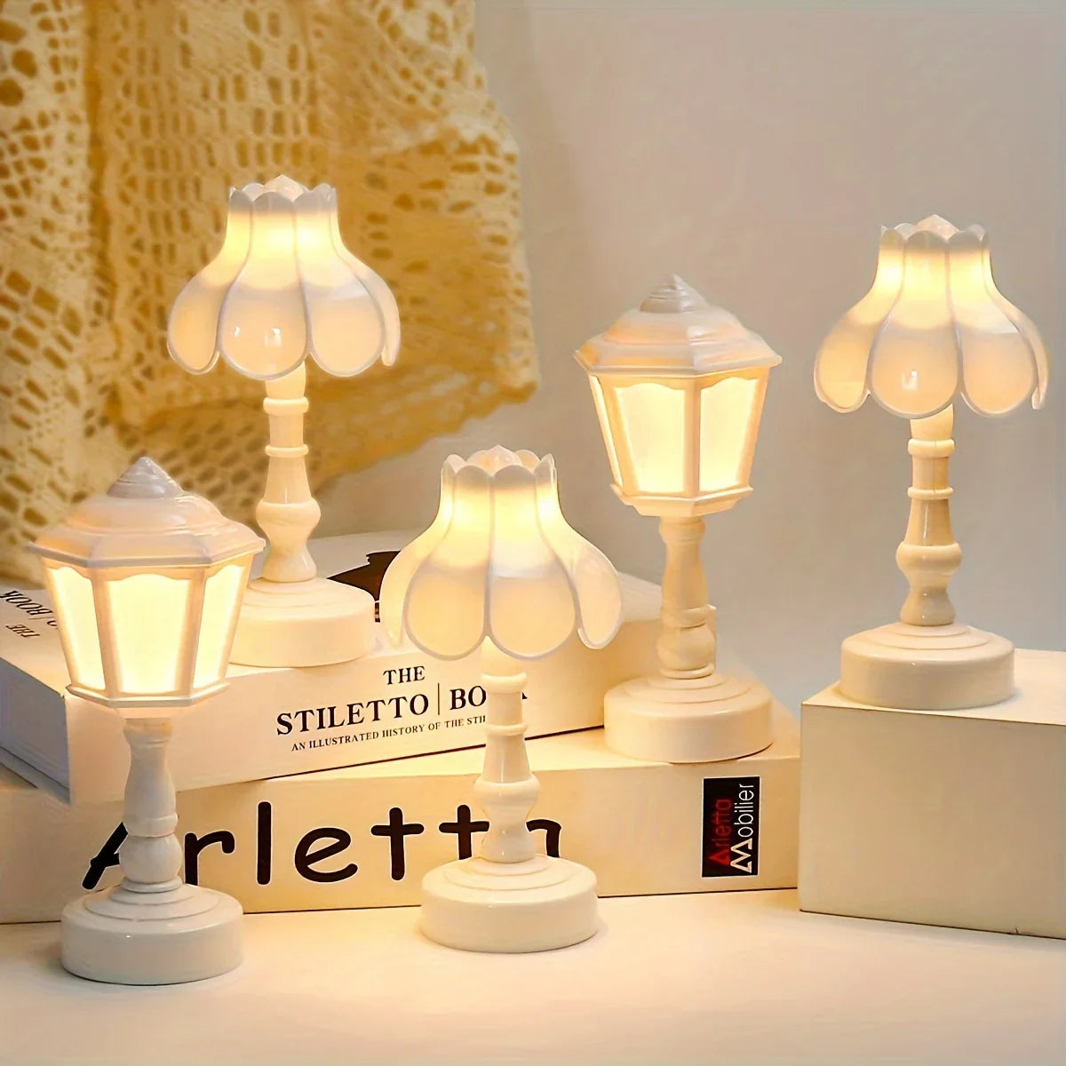 Serene Blossom LED Night Lamp - Modern Battery-Powered Table Light