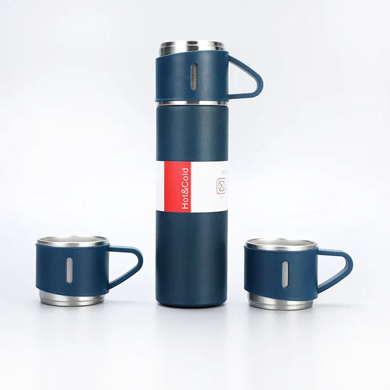 Gift Set with 3 Cups – Insulated Thermos for Hot & Cold Beverages, 500 ml
