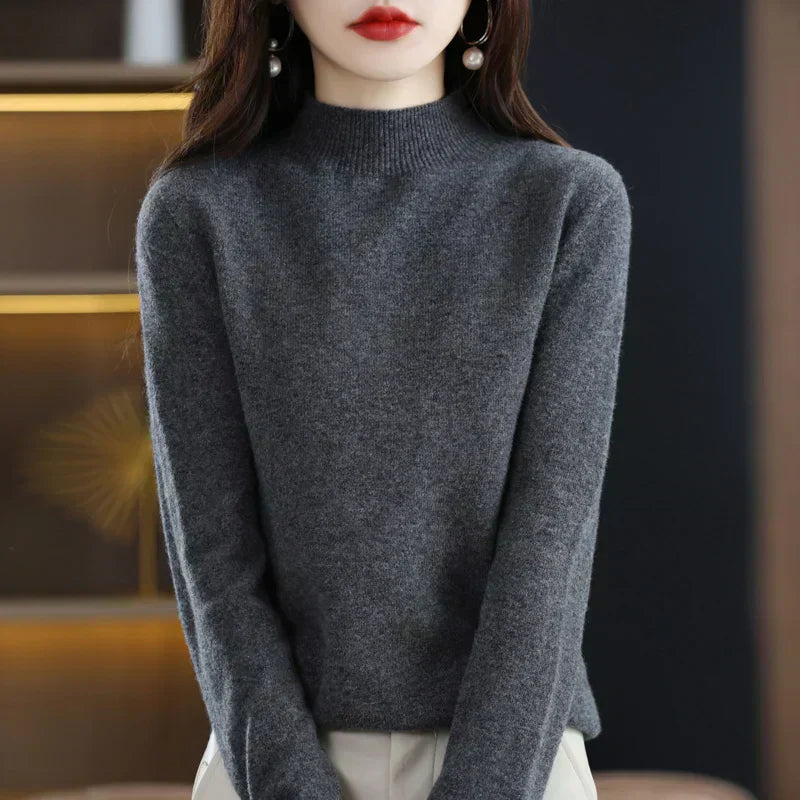LuxeMerino Women's 100% Pure Wool Sweater for Chillier Days