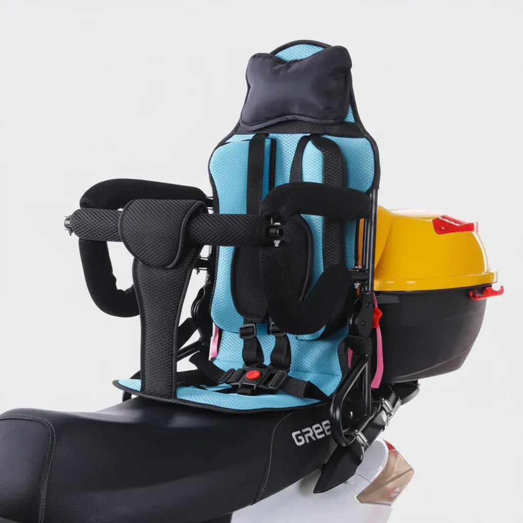 Kids' Motorcycle Seat with Collapsible Safety Guard and Backrest