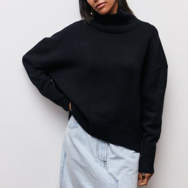 Women’s Turtleneck Sweater | Oversized Knit Design | Ribbed Cuffs & Hem | Comfortable Fit for Cold Weather