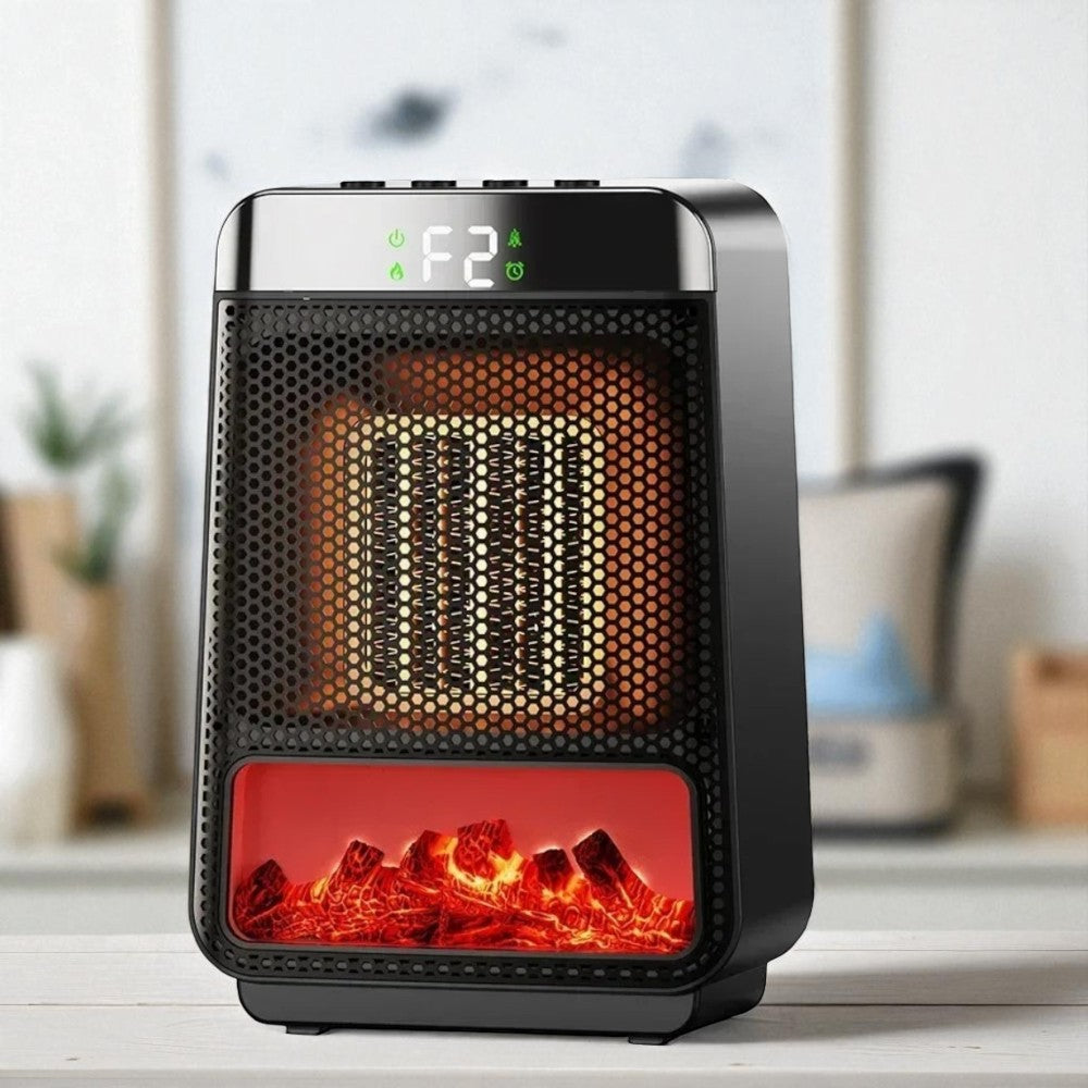 Electric Ceramic Heater Featuring Flame Effect Window