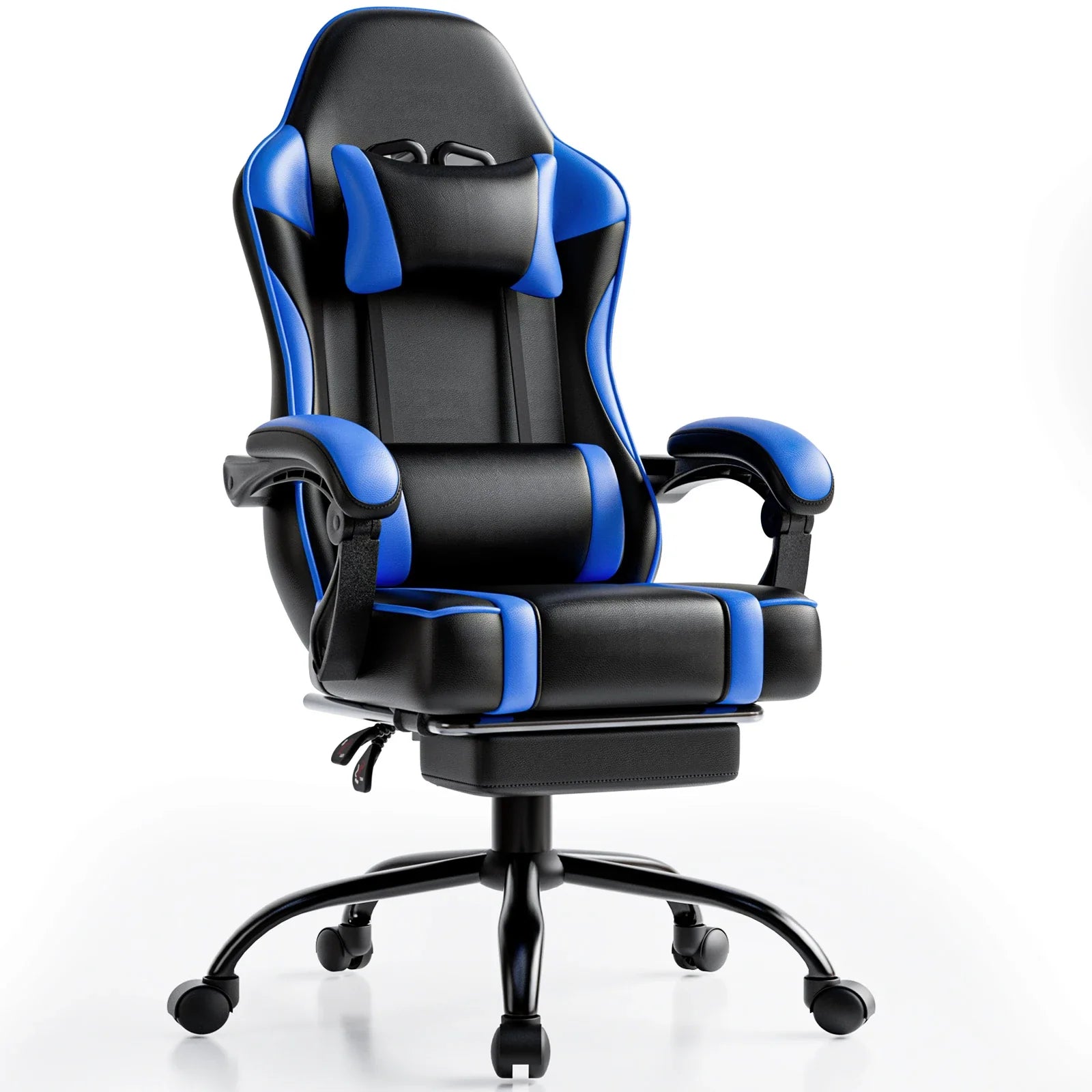 Ergonomic Reclining Gaming Chair with Footrest and PU Leather
