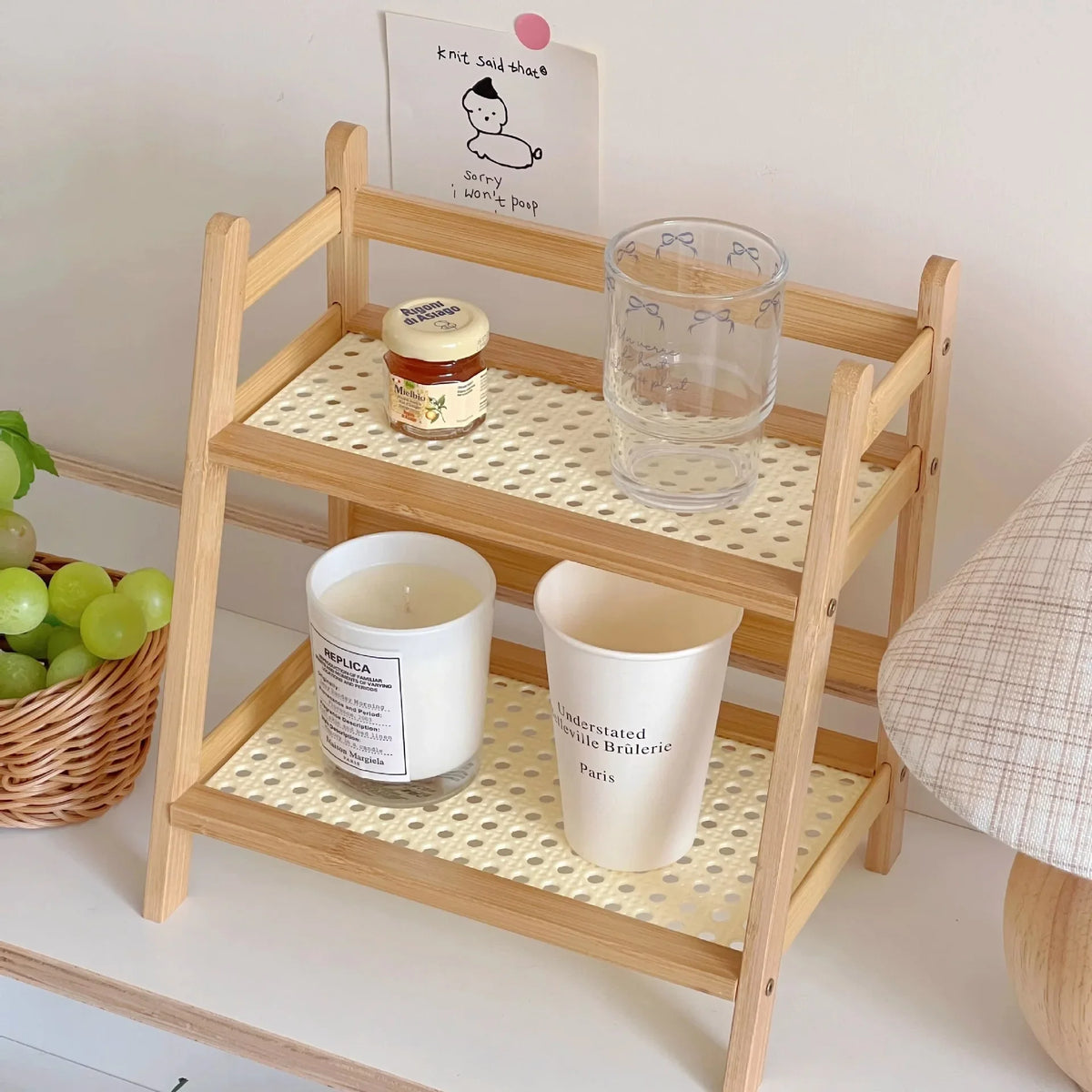 Bamboo 2-Tier Shelf – Organizer for Kitchen and Office Use