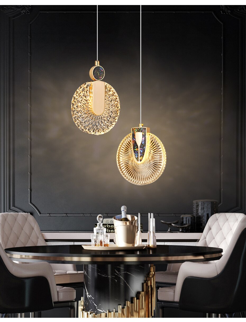 Luxe Aura Crystal Round Pendant Light Fixture
