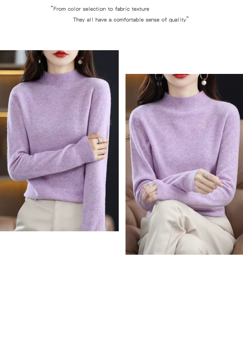 LuxeMerino Women's 100% Pure Wool Sweater for Chillier Days