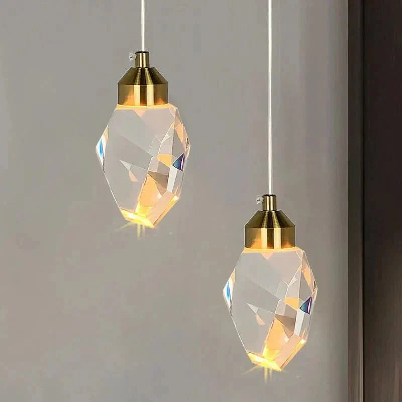Faceted Shade Crystal Pendant Light with LED
