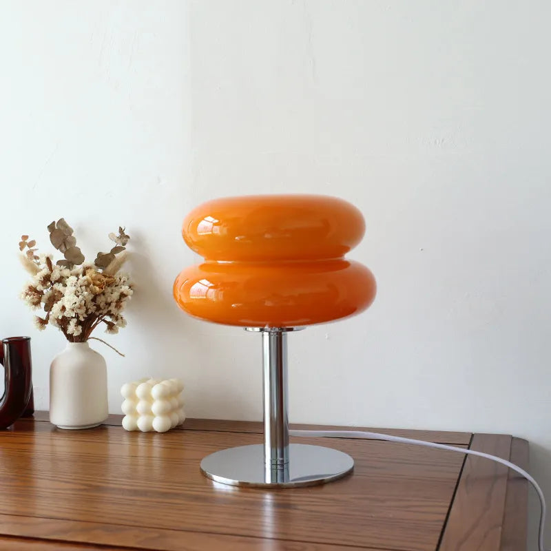 Taavita Retro Glass Table Lamp - Orange - Dimmable, 3 Light Temperatures, USB Adapter