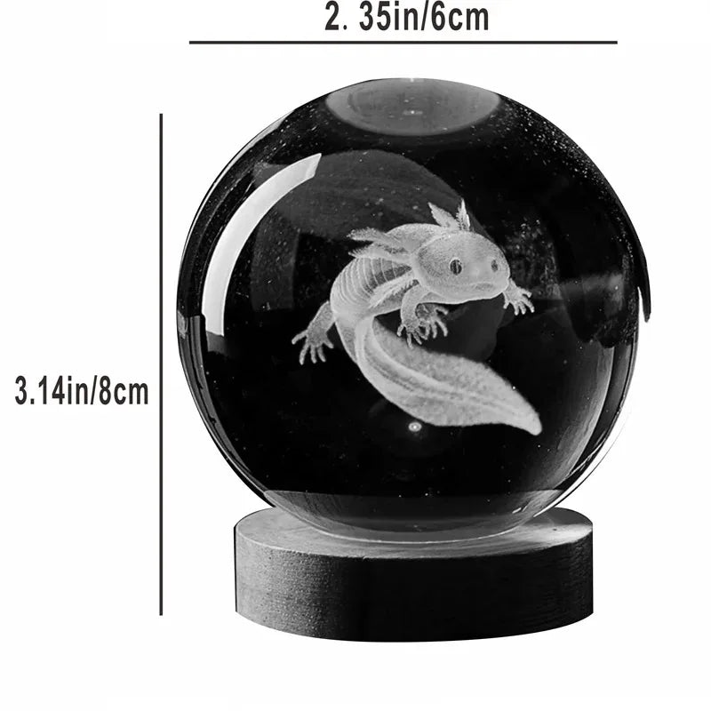 Enchanting 3D Axolotl LED Crystal Night Light for Home Decor