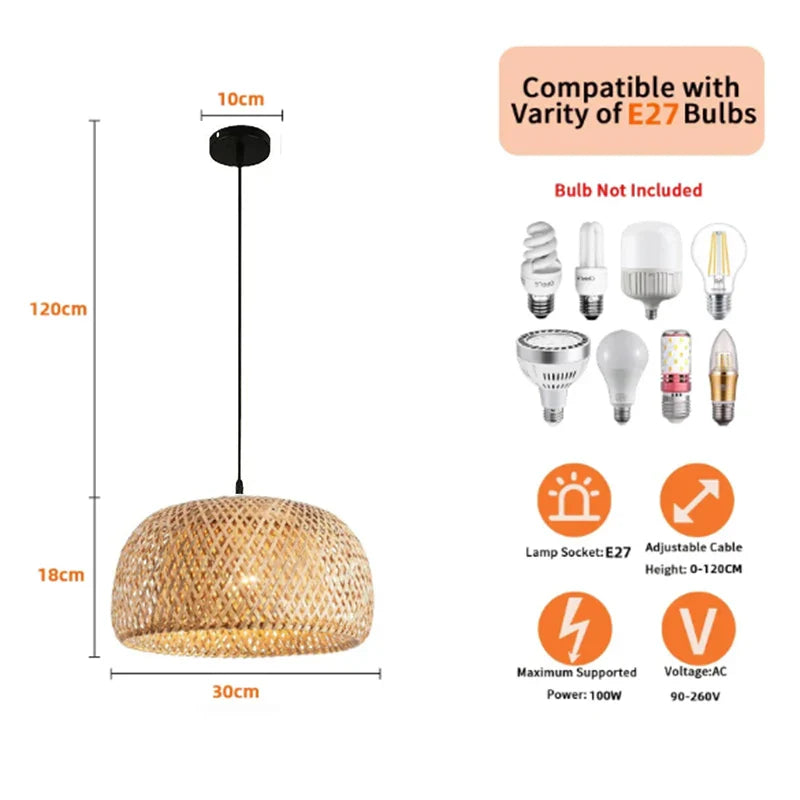 Artisan Crafted Bamboo Pendant Light – Eco-Friendly LED Fixture