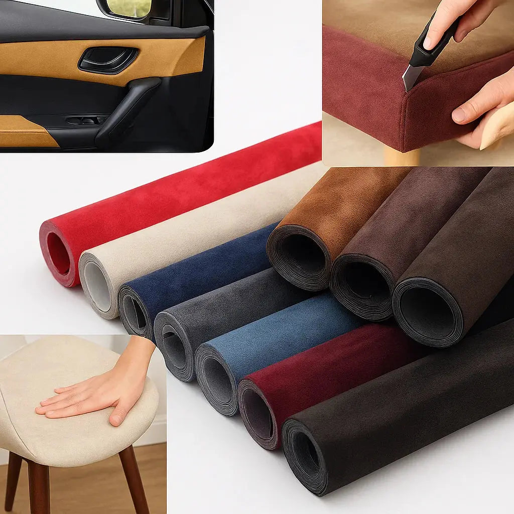 Water-Resistant Microfiber Suede Fabric – Self-Adhesive Upholstery Material for Home and Auto Decor