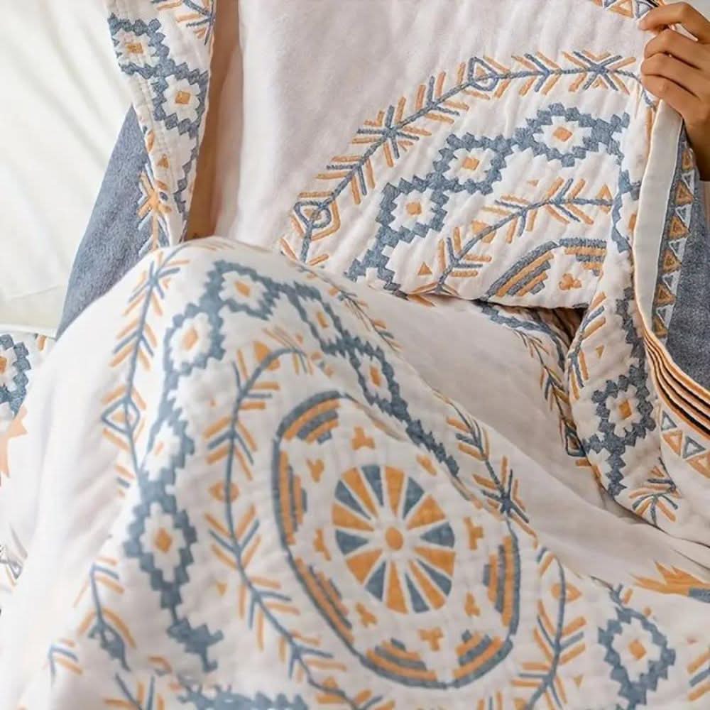 Earthy Boho Cotton Throw Blanket for Home and Outdoors
