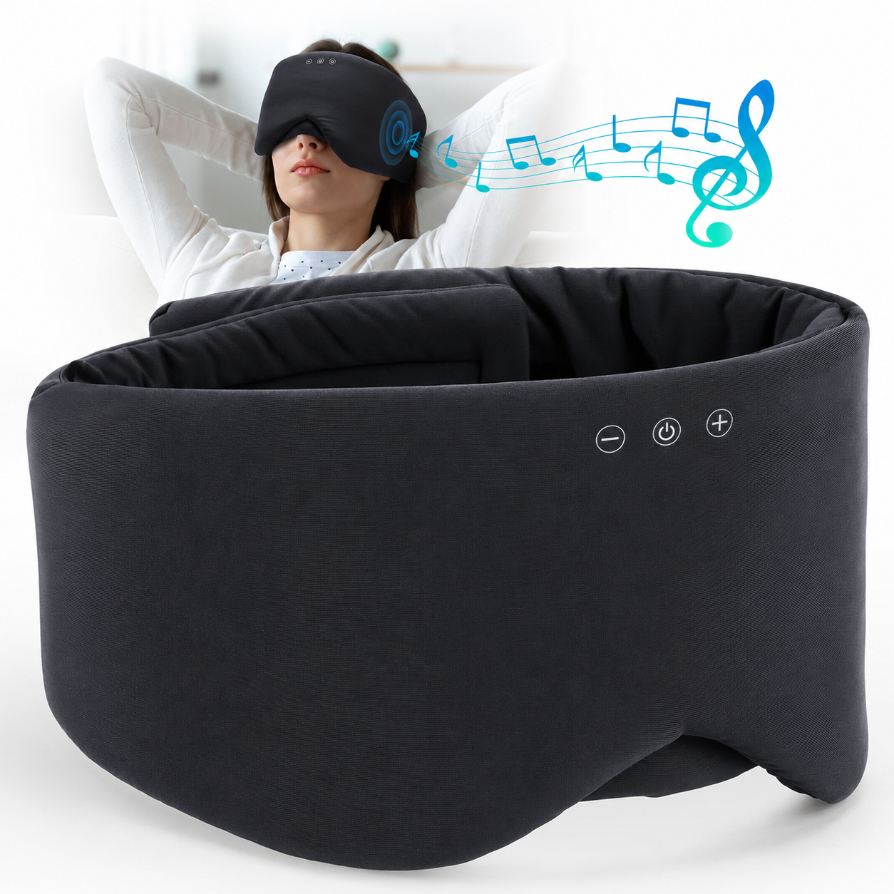 Wireless Bluetooth Eye Mask with Soft Fabric – Full Blackout for Comfort