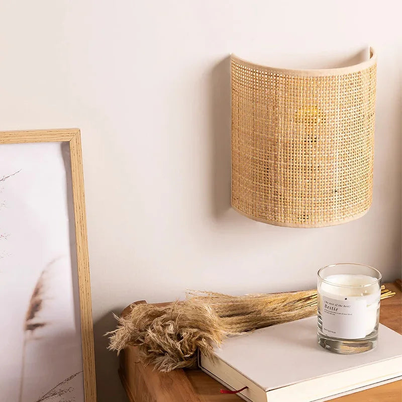 Handcrafted Rattan Wall Sconce for Cozy Spaces