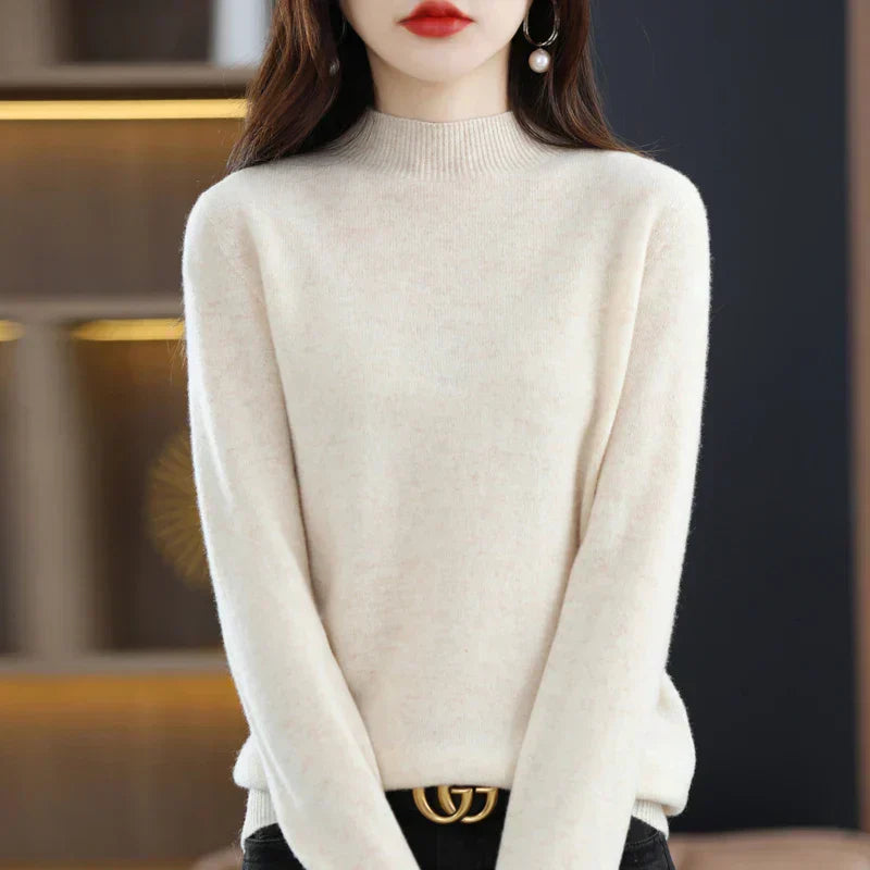 LuxeMerino Women's 100% Pure Wool Sweater for Chillier Days