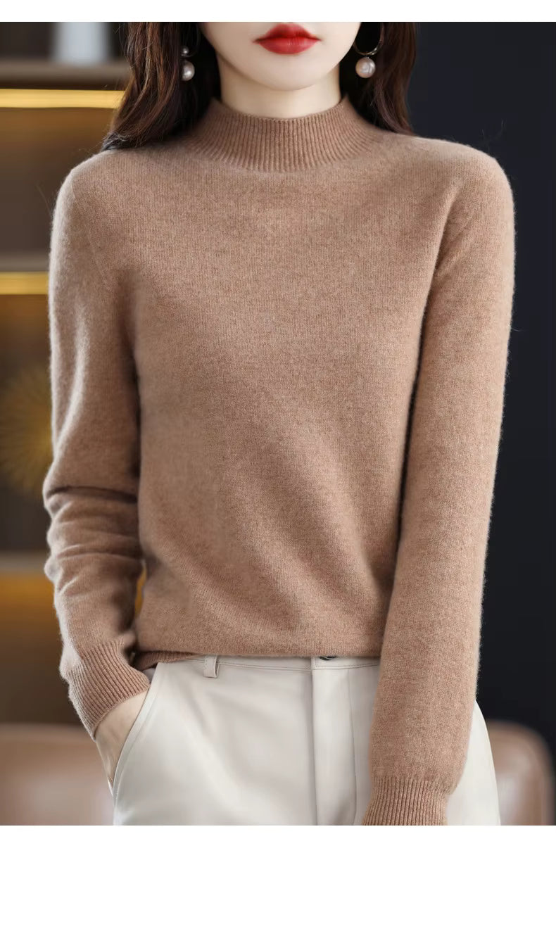 LuxeMerino Women's 100% Pure Wool Sweater for Chillier Days