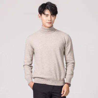 Luxurious Cashmere-Cotton Blend Turtleneck Sweater for Men