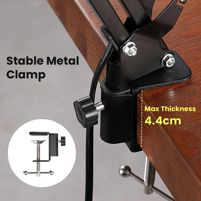 Adjustable LED Desk Lamp with Clamp and Swing Arm Design