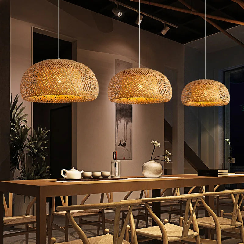 Artisan Crafted Bamboo Pendant Light – Eco-Friendly LED Fixture