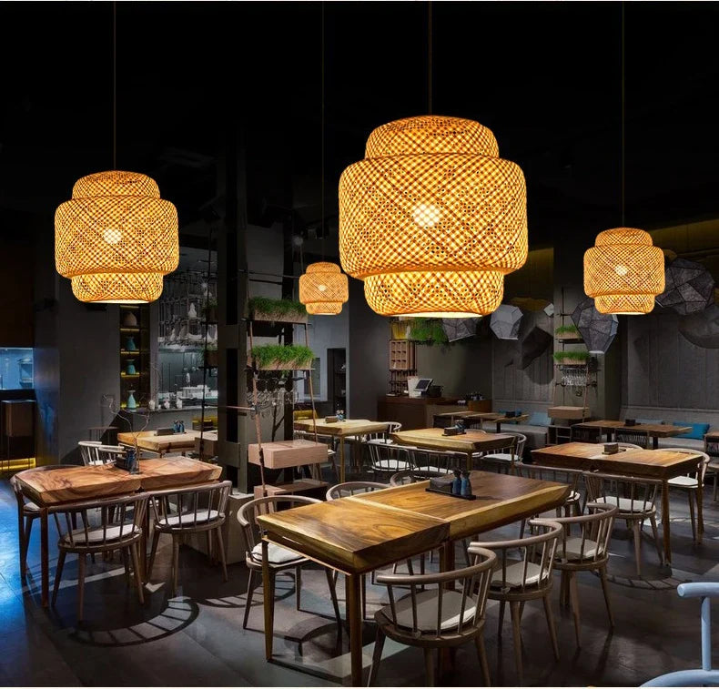 Artisan Crafted Bamboo Pendant Light – Eco-Friendly LED Fixture