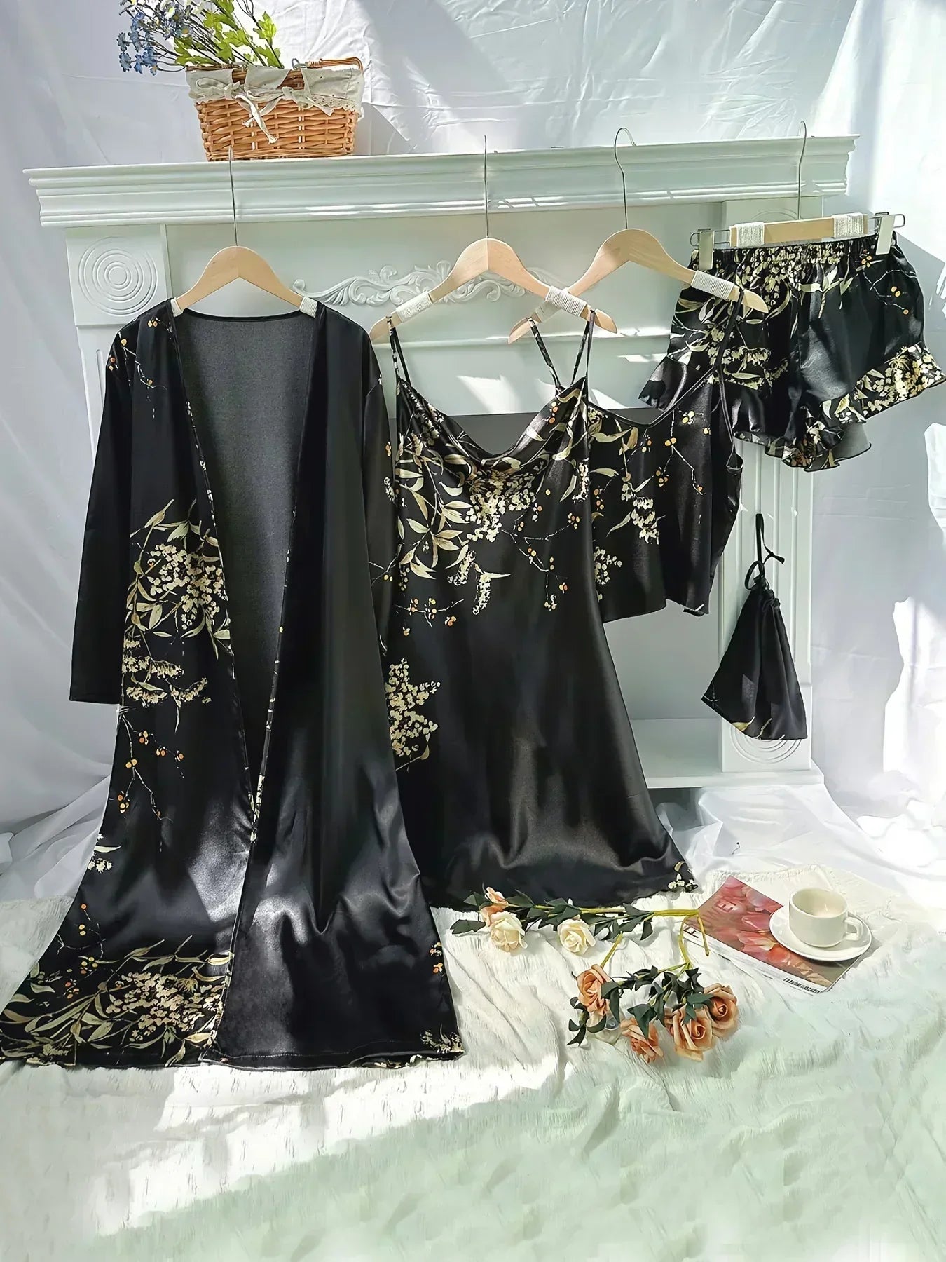 Celestial Dreams Satin Sleepwear Ensemble for Women