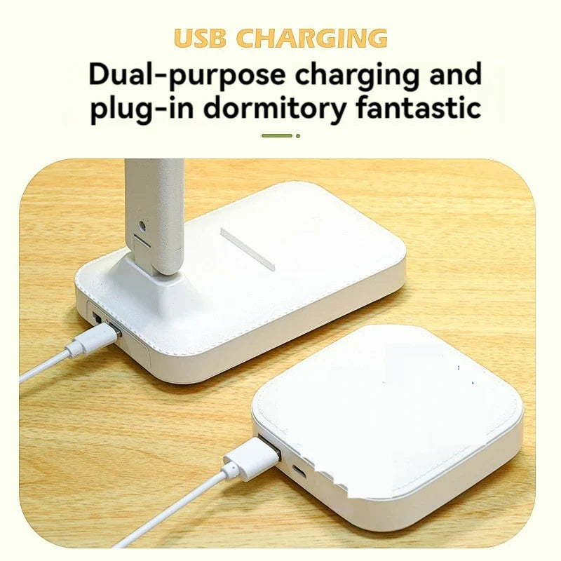 Versatile Dual-Head LED Table Lamp - Rechargeable & Adjustable