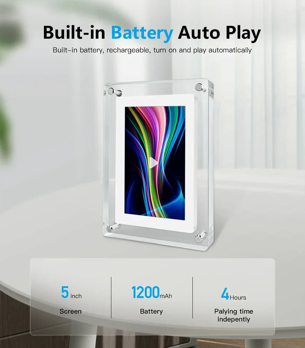 LumiView Portable Digital Photo Frame with Rechargeable Battery