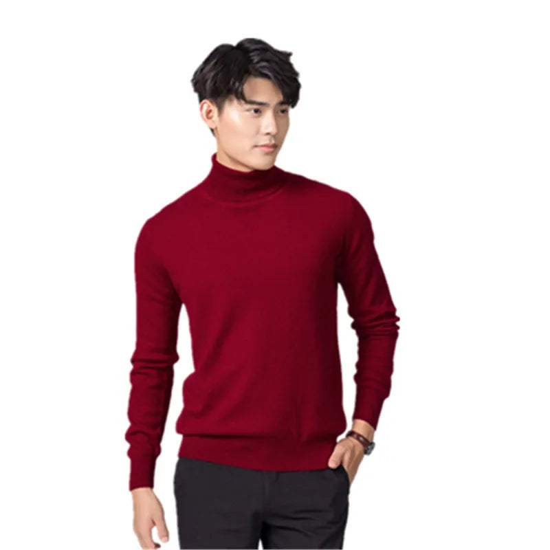 Luxurious Cashmere-Cotton Blend Turtleneck Sweater for Men