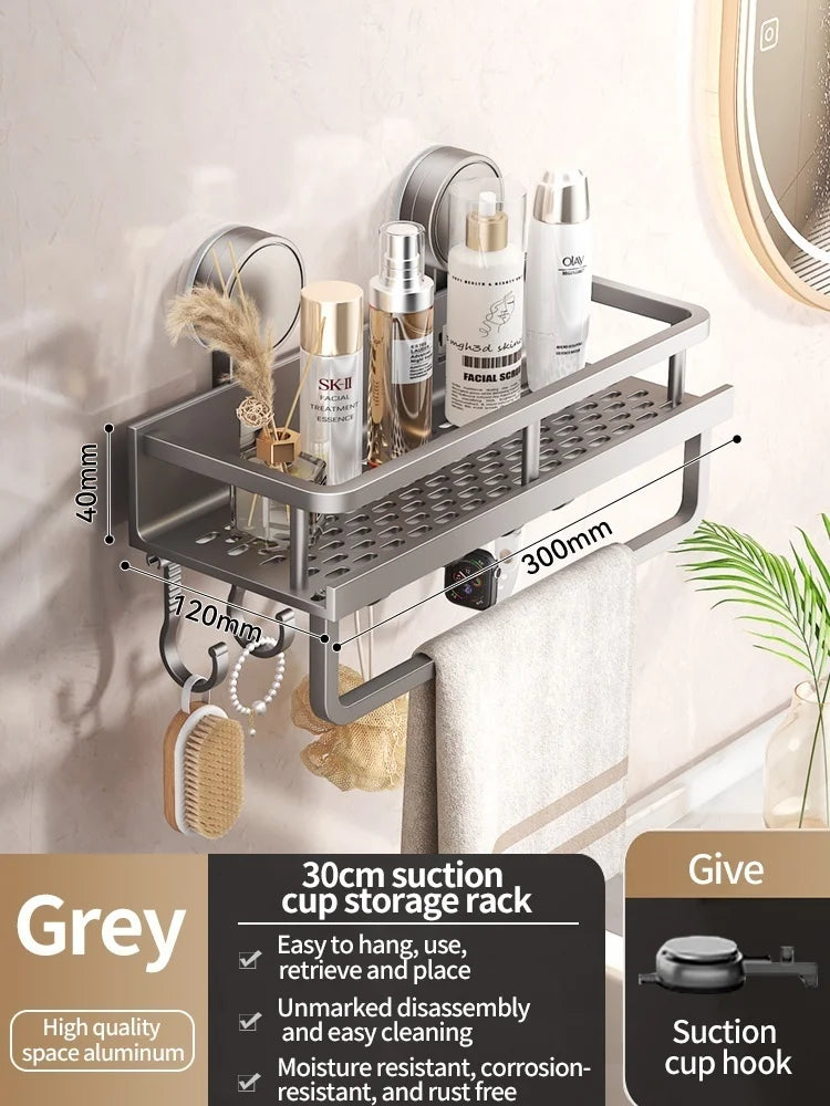 Bathroom Shelf with Suction Cups – No Drill Wall Mount in 3 Sizes