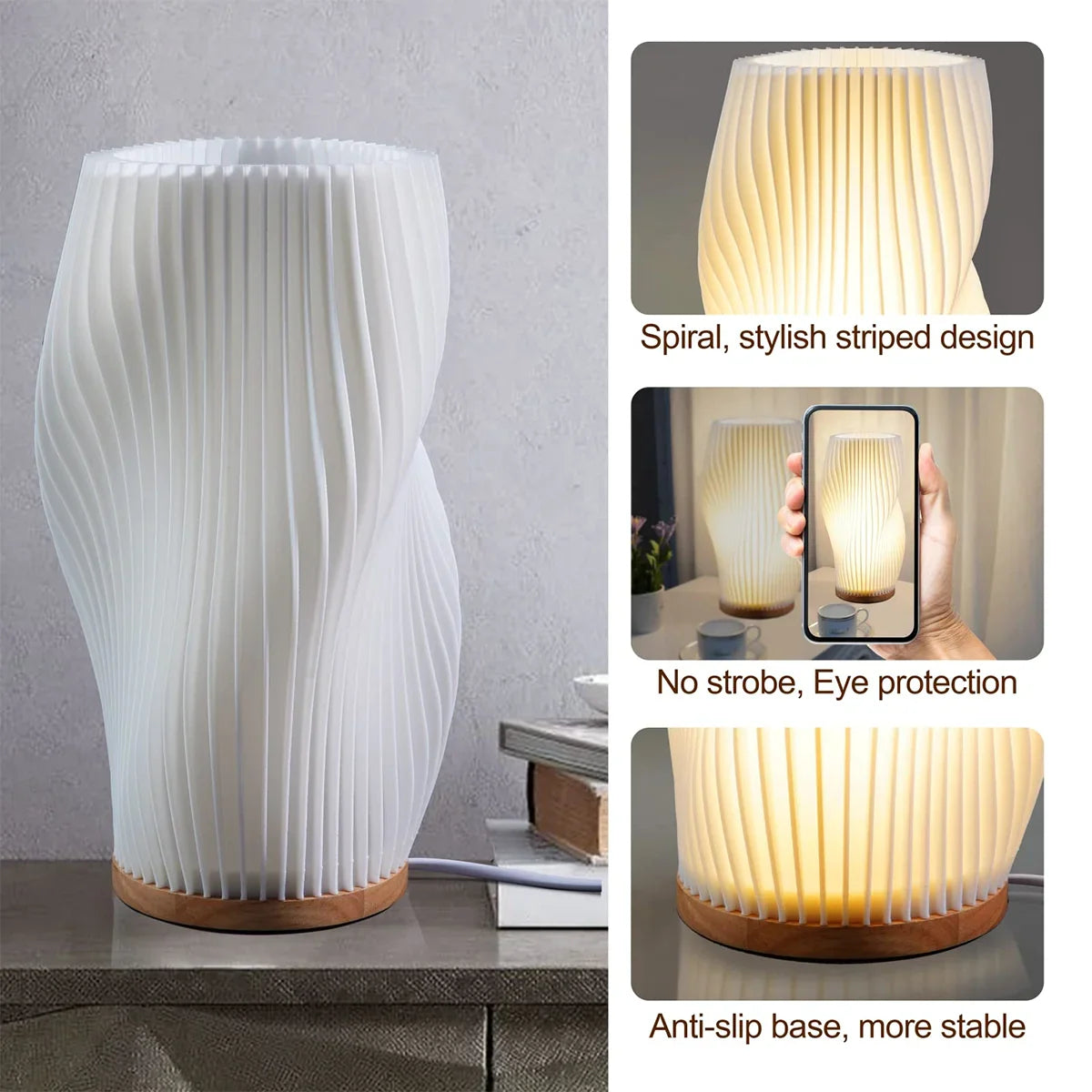Stylish USB-Powered 3D Pleated Table Lamp with Dimming Feature
