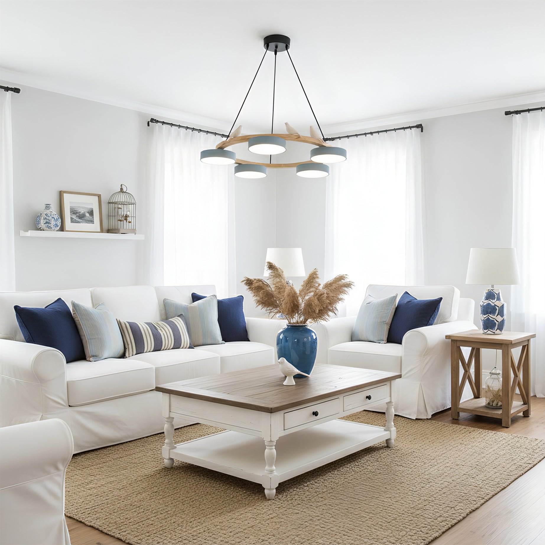 Modern Round Chandelier in Elegant Gold for Dining Room