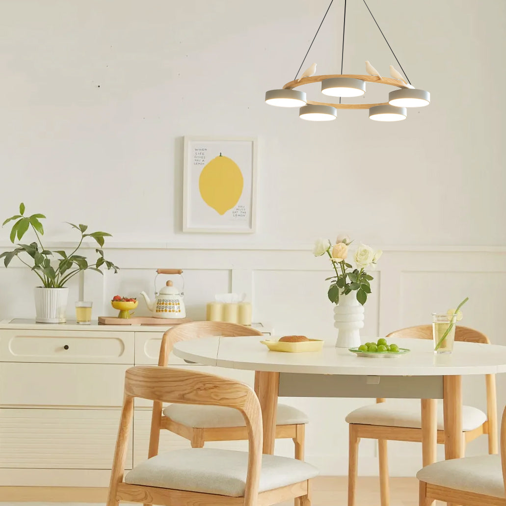 Modern Round Chandelier in Elegant Gold for Dining Room