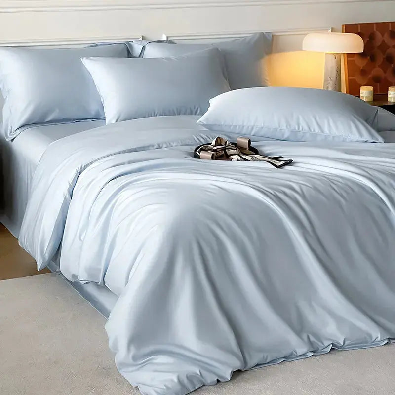 Lightweight Bamboo Fiber Duvet Cover Set with Zipper Closure for Cooling Comfort