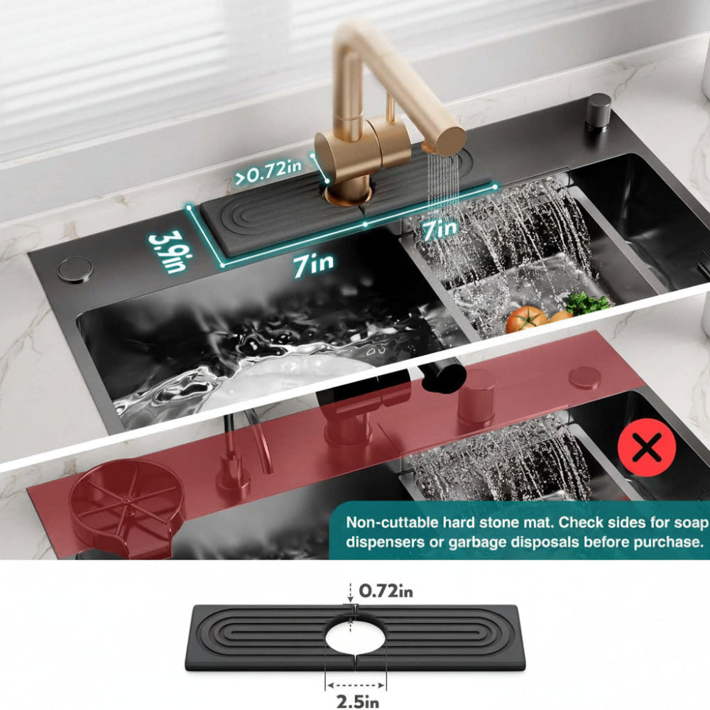 Eco-Friendly Diatomite Sink Mat with Drip Tray for Kitchen Use