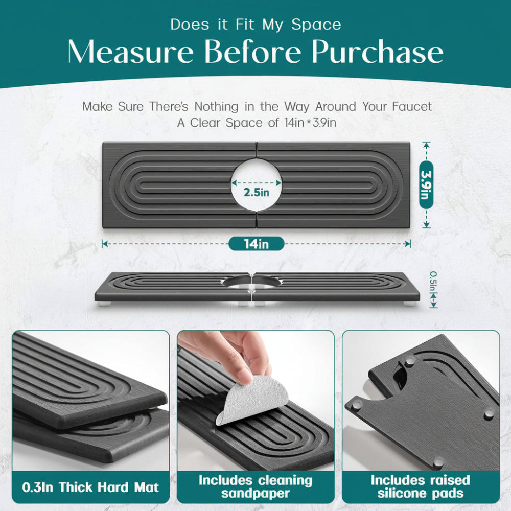 Eco-Friendly Diatomite Sink Mat with Drip Tray for Kitchen Use