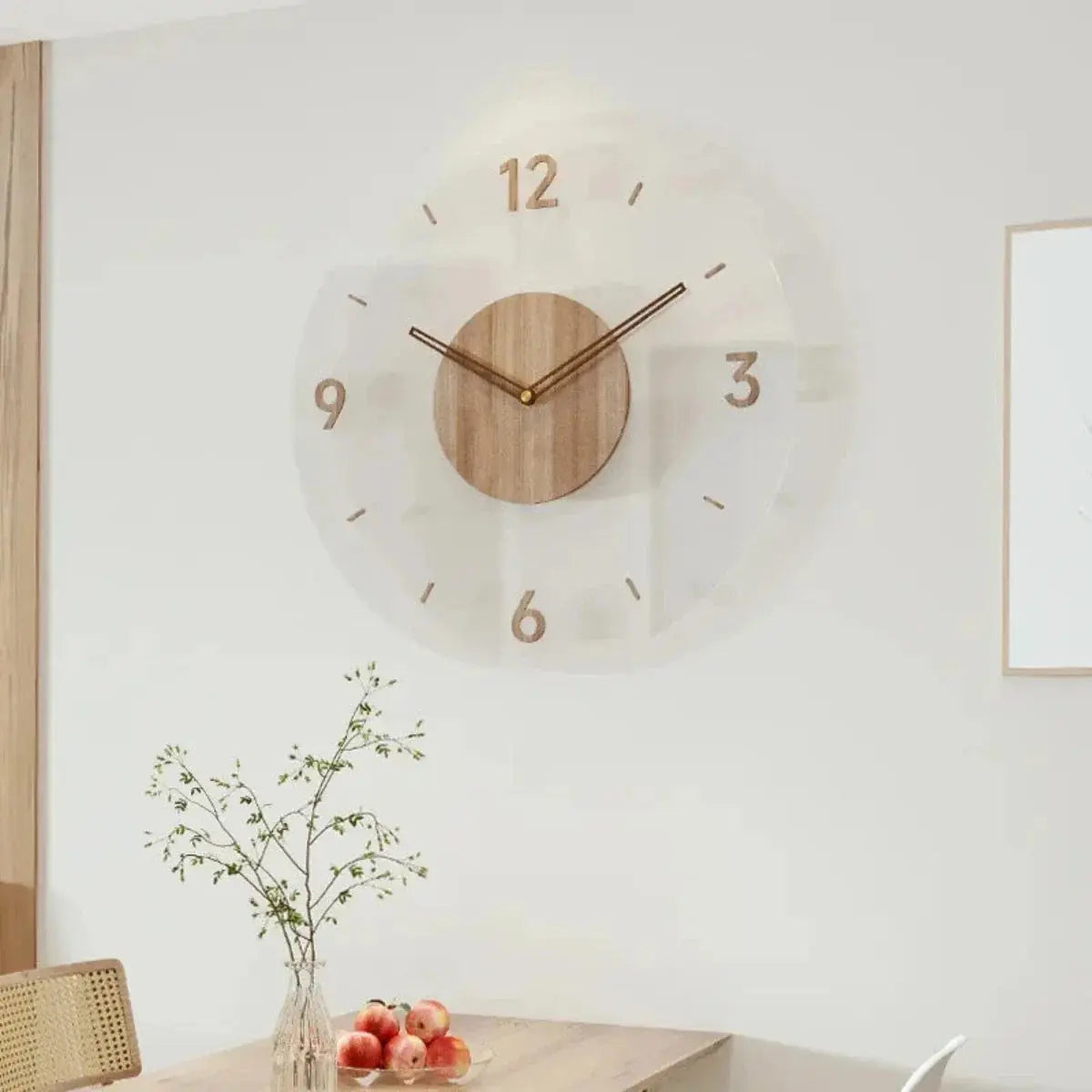 Tranquil Elegance Wall Clock – Natural Beech & Glass, 30 cm