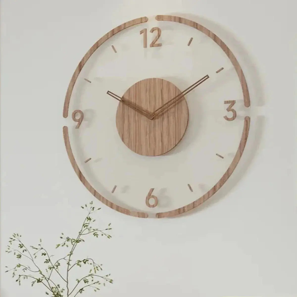 Tranquil Elegance Wall Clock – Natural Beech & Glass, 30 cm