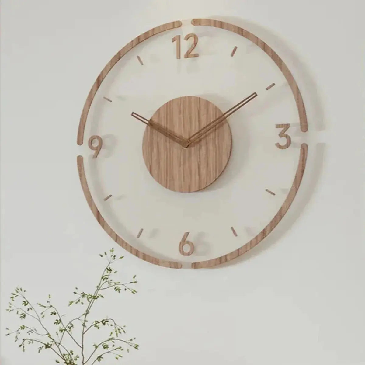 Tranquil Elegance Wall Clock – Natural Beech & Glass, 30 cm