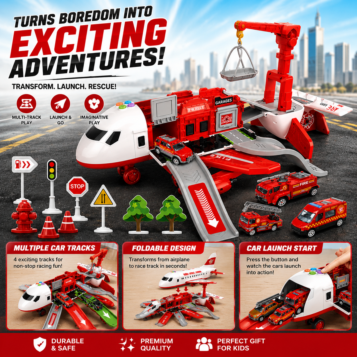 Adventure Airplane Playset with Multi-Vehicle Fun for Creative Role Play