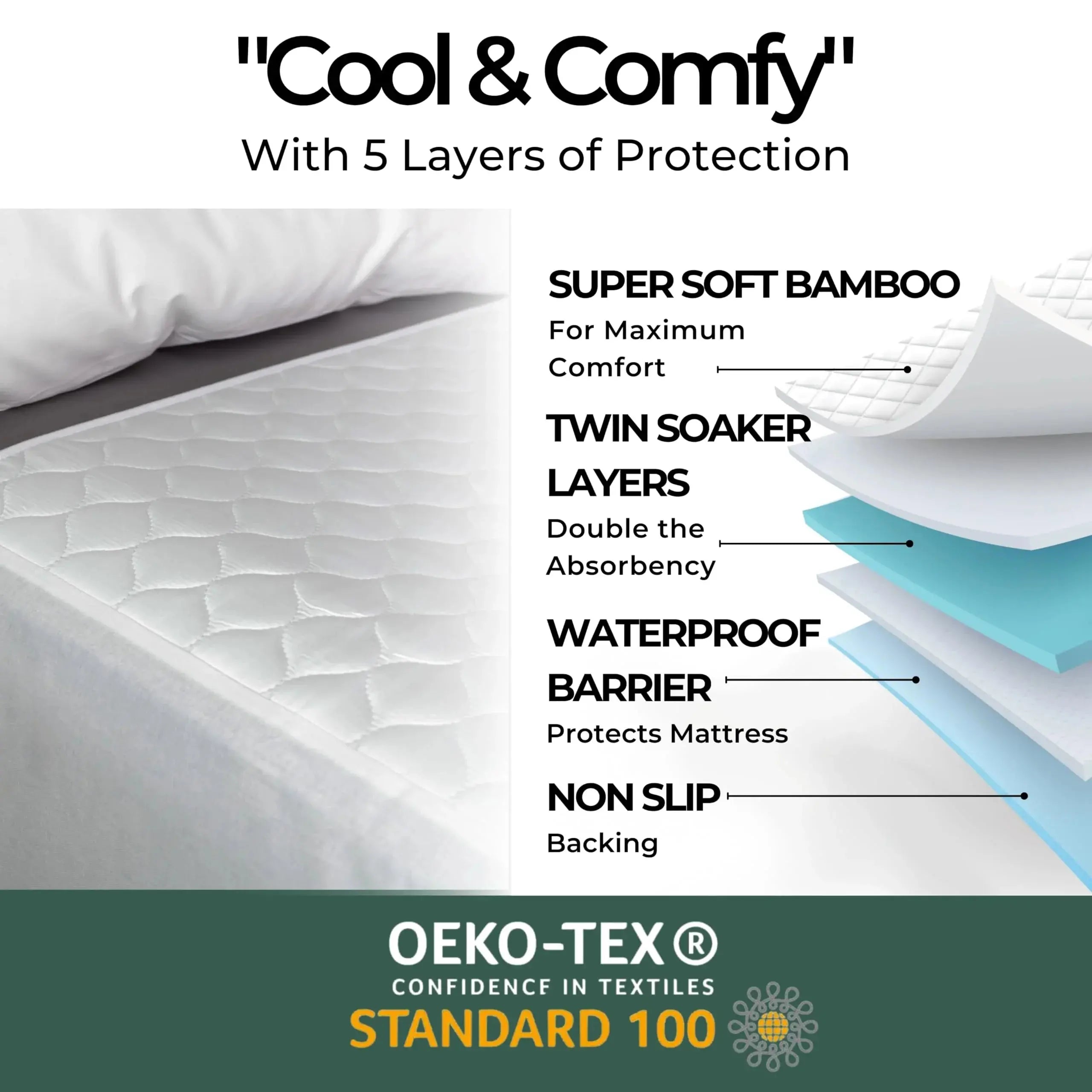Waterproof Mattress Cover with Quilted Padding | Secure Fit for Sleep Comfort