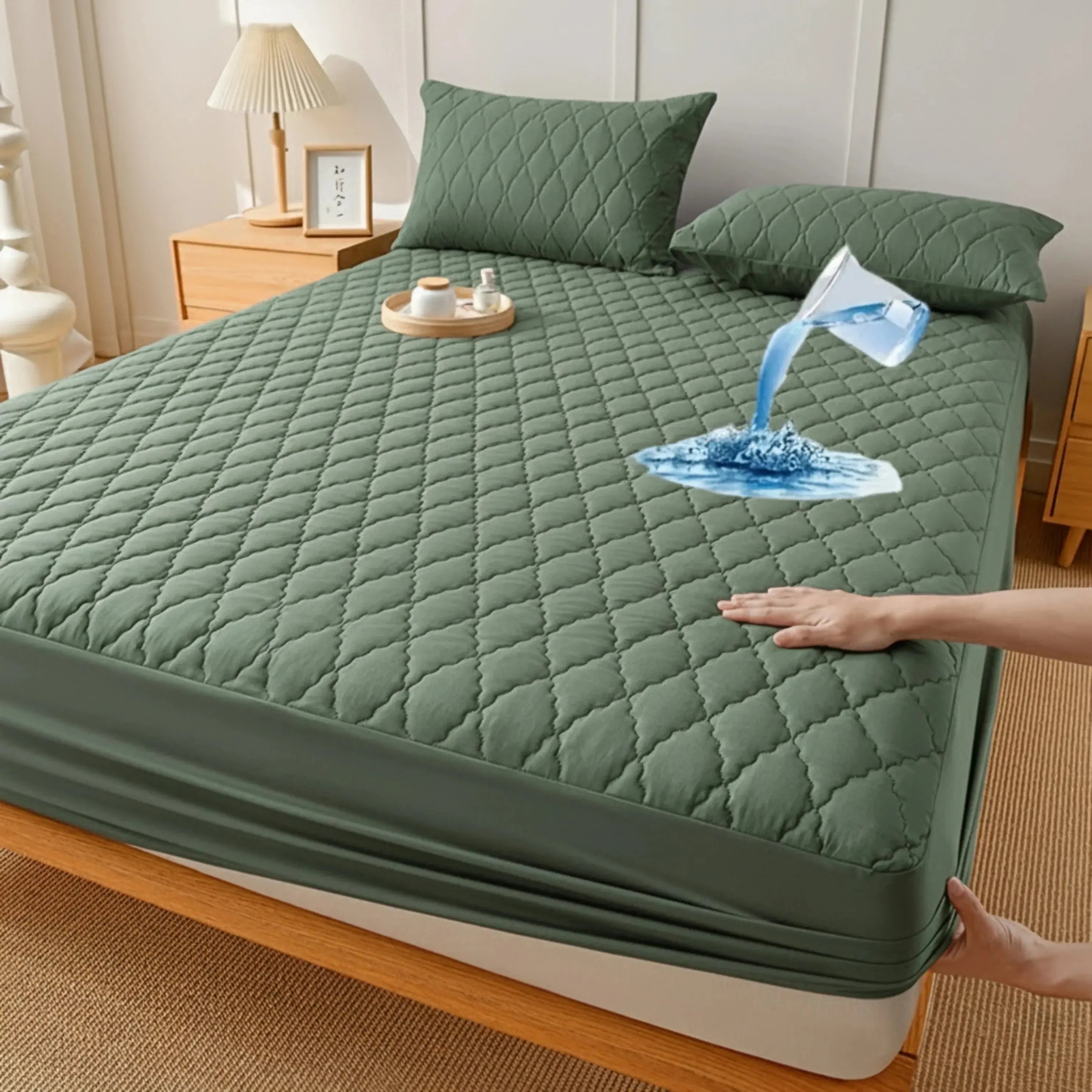 Waterproof Mattress Cover with Quilted Padding | Secure Fit for Sleep Comfort