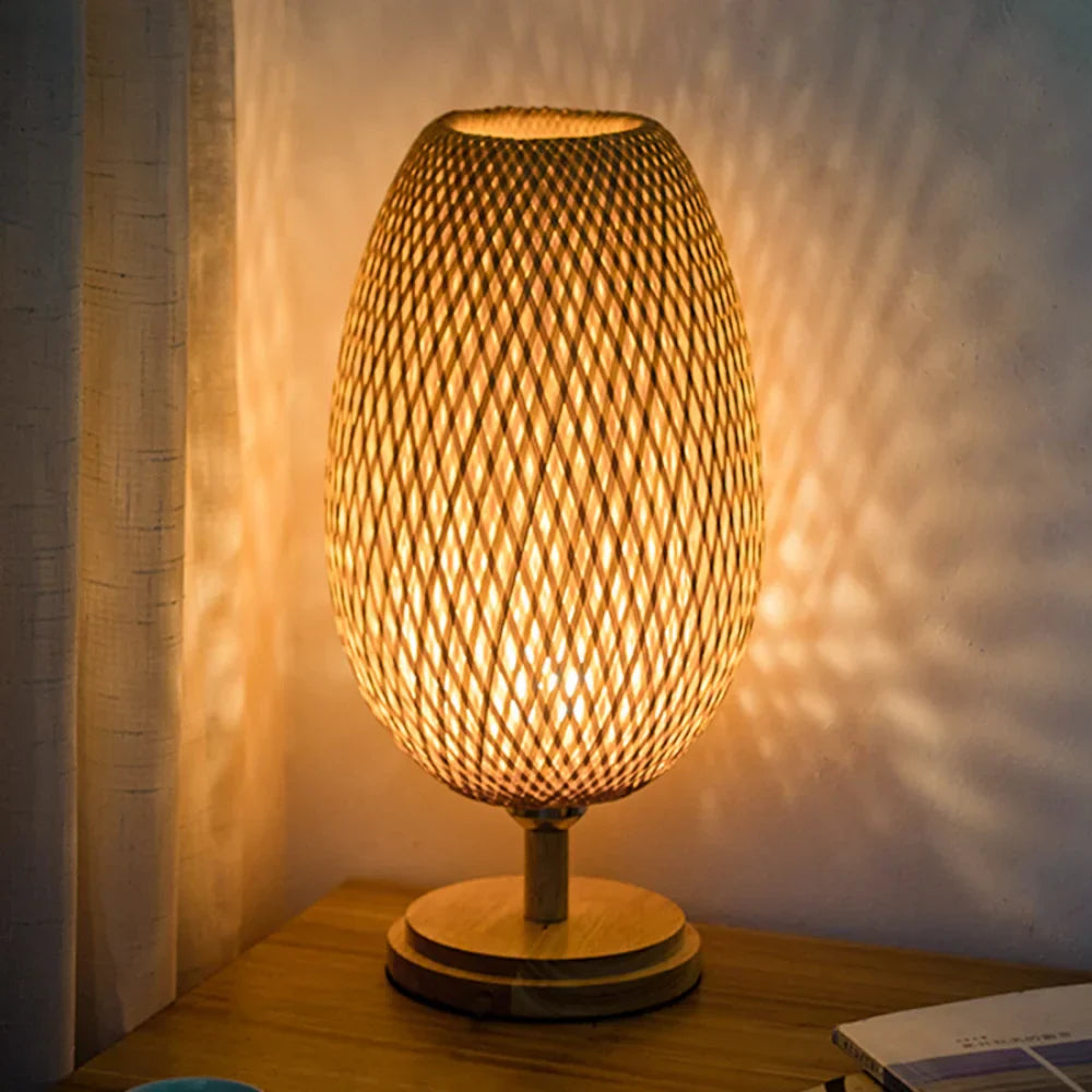 Illumo — Handwoven Rattan Table Lamp with Stepless Dimmer