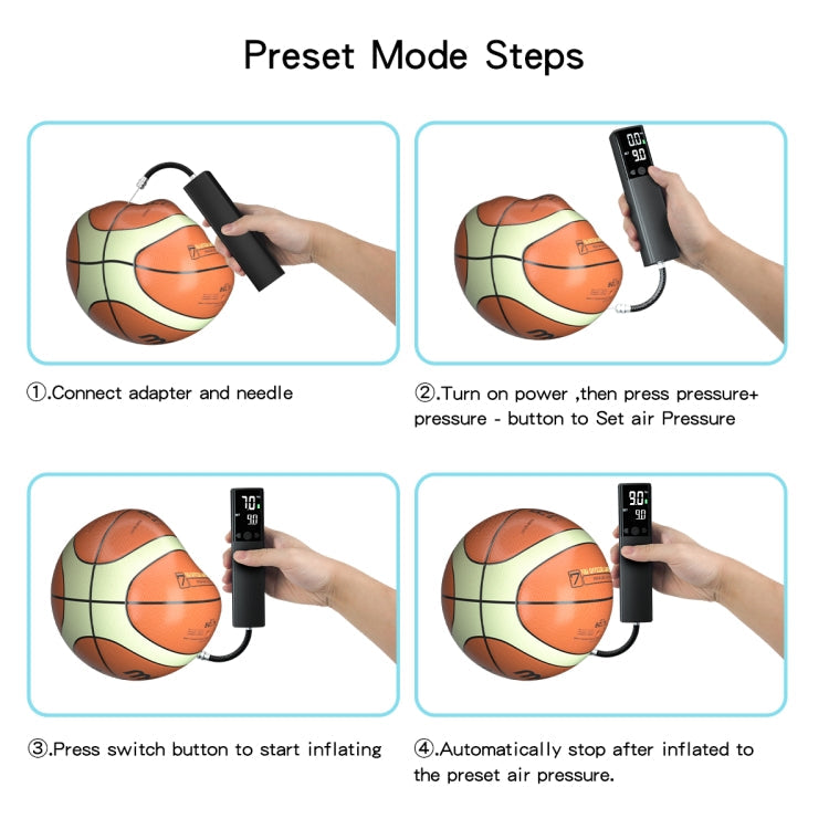 Wireless Electric Inflator with LCD Screen & LED Light - Compact Air Pump for Fast Ball Inflation