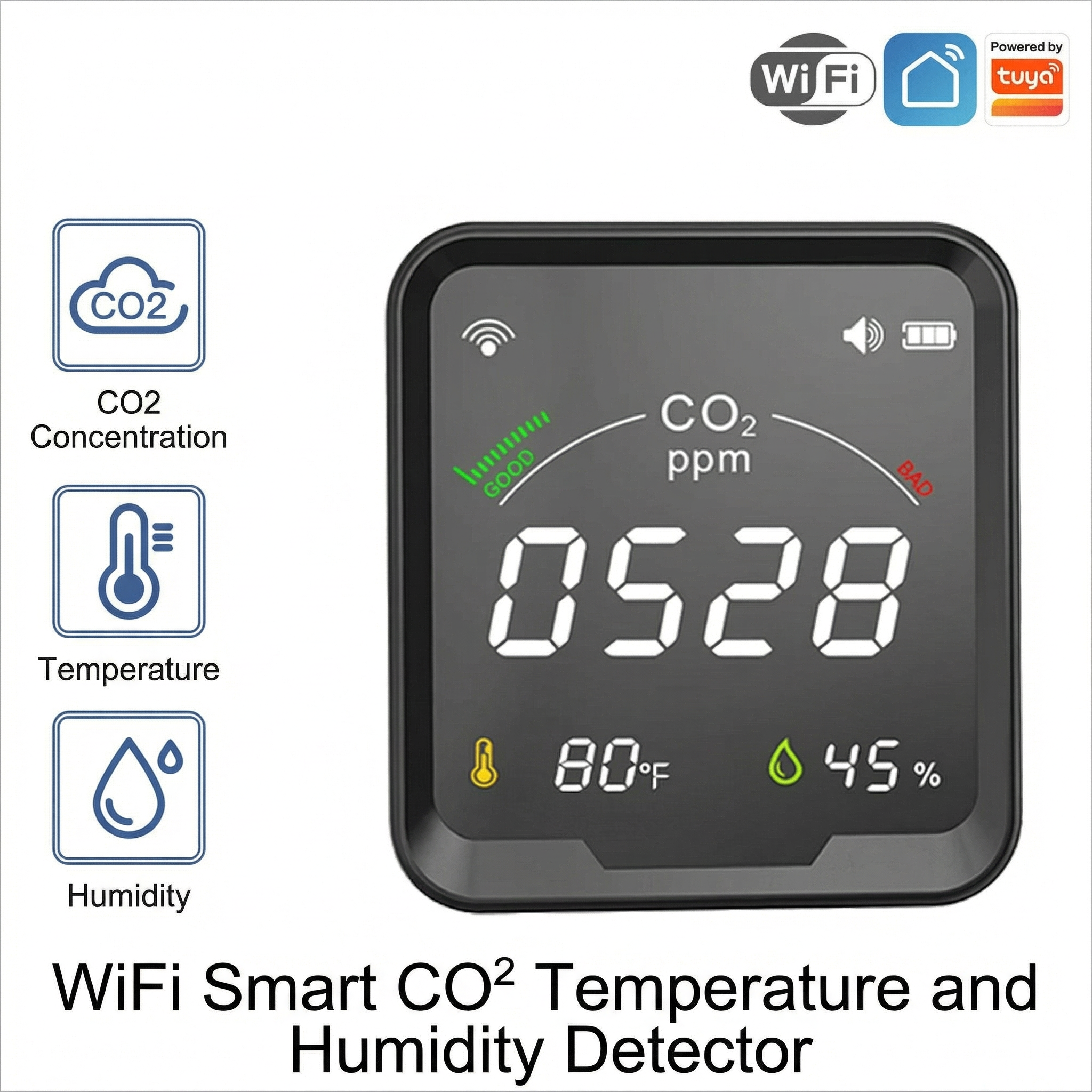 CO2 Monitor for Smart Homes | Air Quality Tracker with Instant Alerts