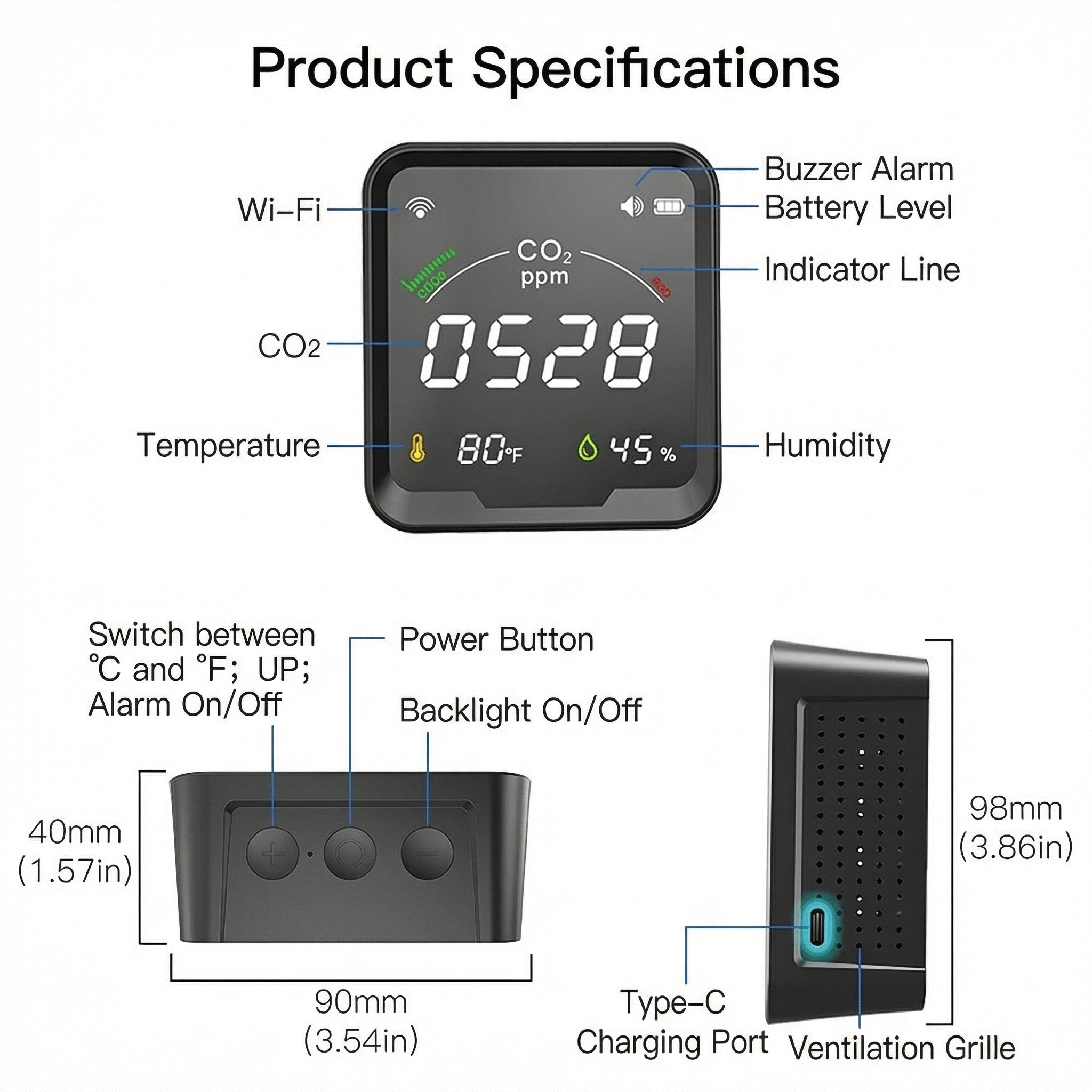 CO2 Monitor for Smart Homes | Air Quality Tracker with Instant Alerts