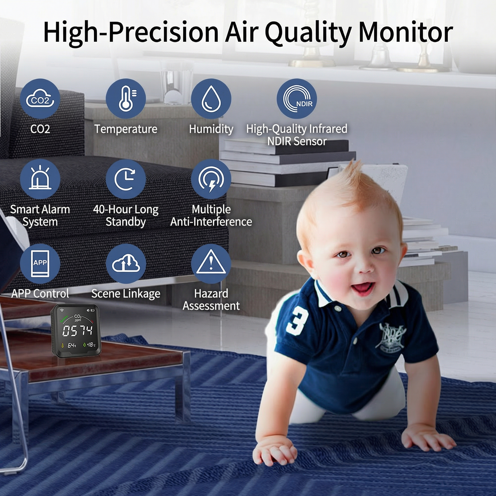 CO2 Monitor for Smart Homes | Air Quality Tracker with Instant Alerts
