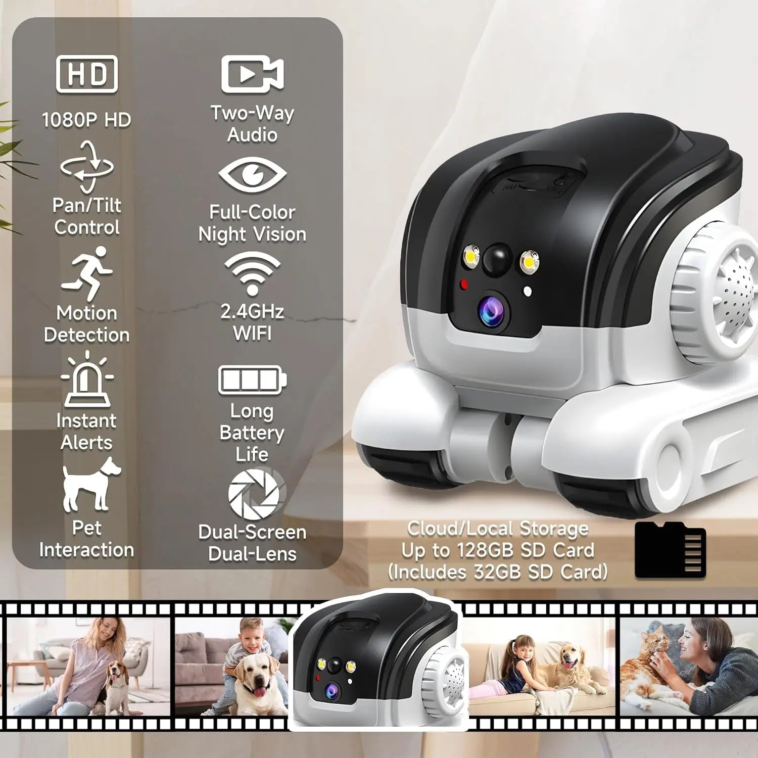 1080P Animal Surveillance Camera with Two-Way Audio and Night Vision