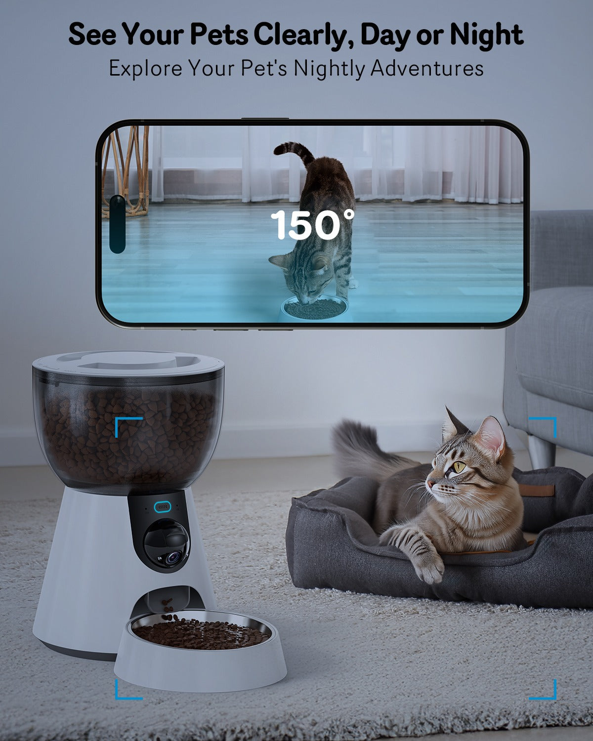 Automatic Cat Feeder with 1080P HD Camera – 4L Capacity, App-Controlled