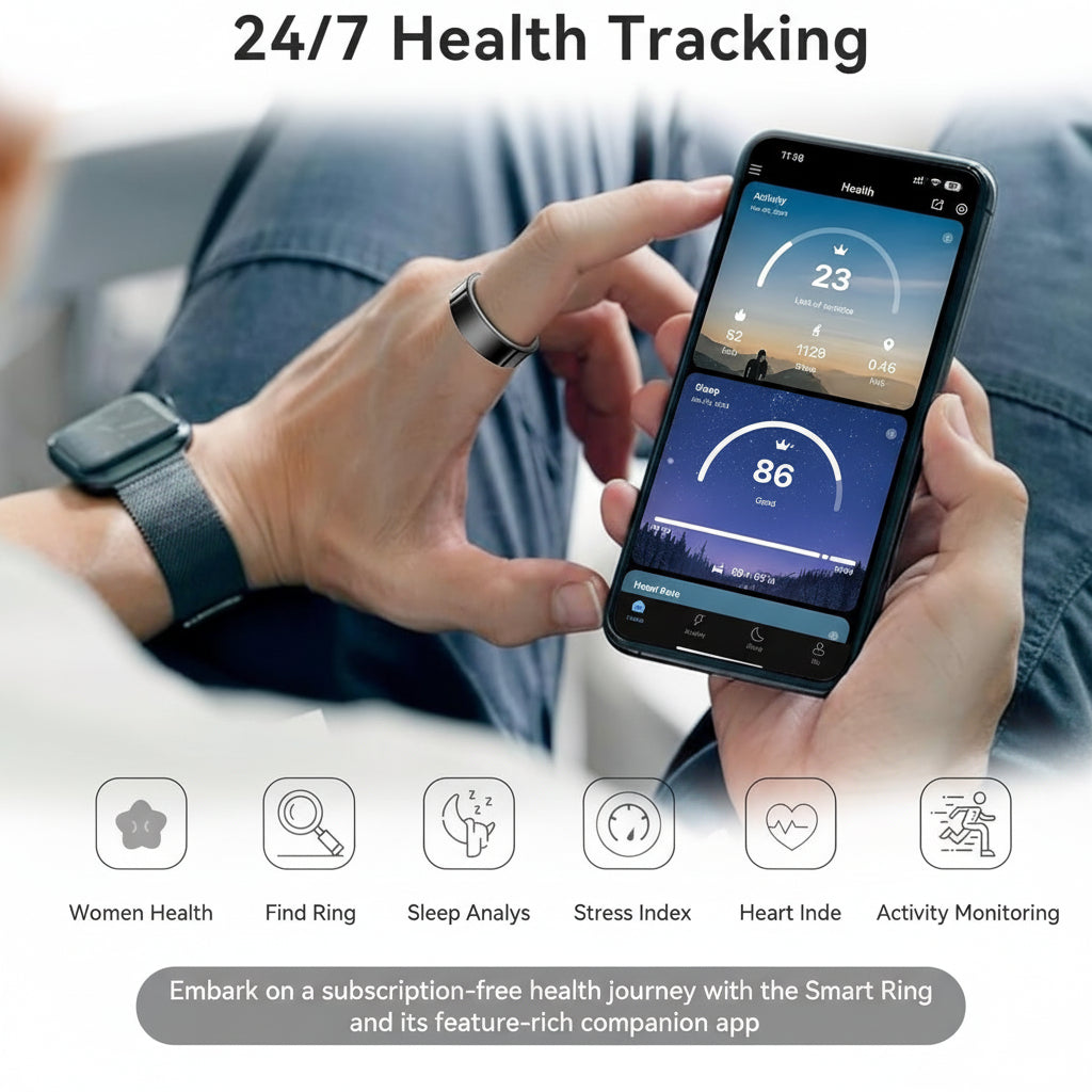All-Day Health Tracker Ring with Sleep Analysis and Fitness Metrics