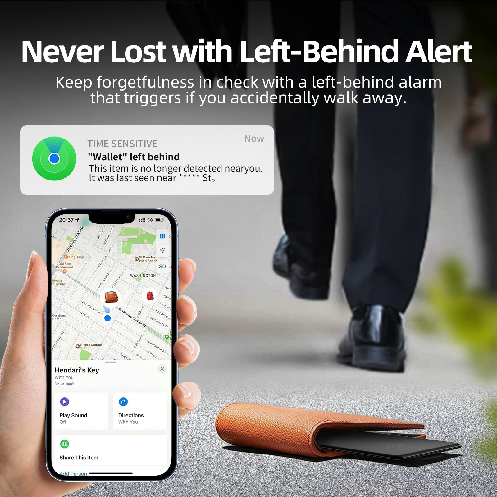Wallet Tracker Card with Smart Technology and Apple Find My Support